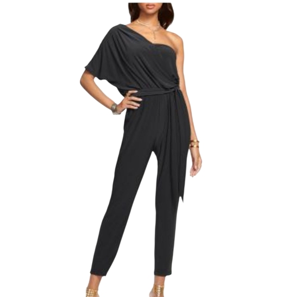 Ramy Brook Toma Jumpsuit Black One Shoulder Size M - Picture 1 of 14